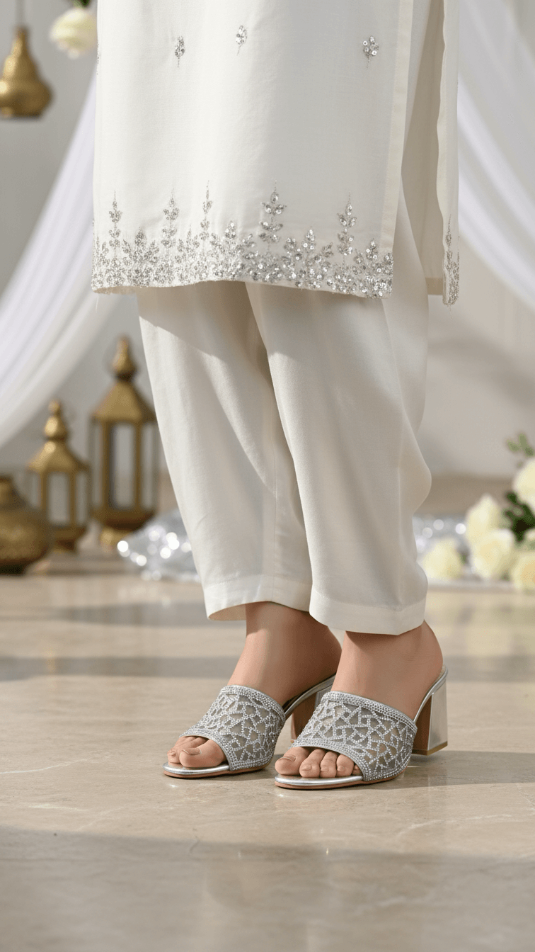 Silver Fancy Women Slipper FN8004