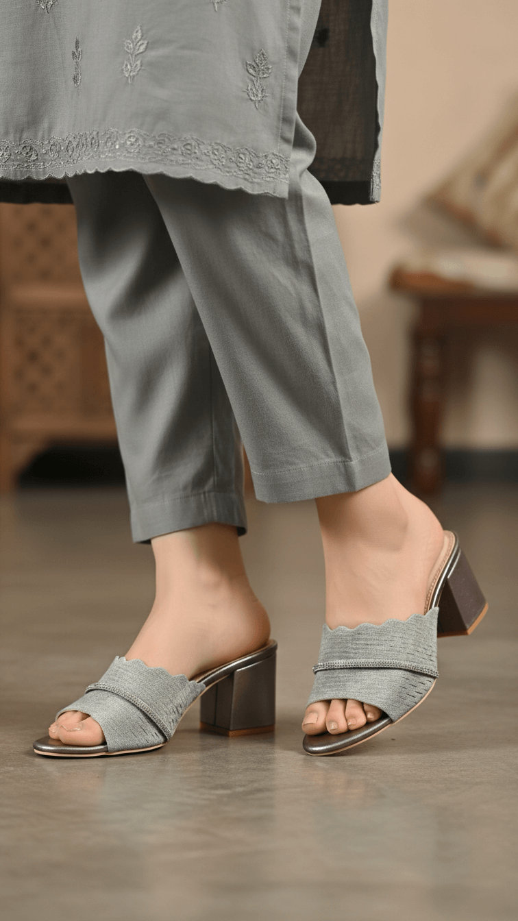 Grey Fancy Slipper For Ladies FN8005