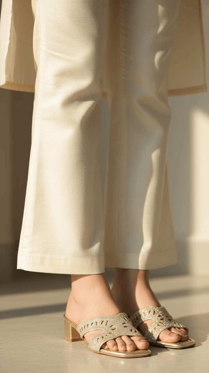 Golden Fancy Slipper For Ladies FN8008