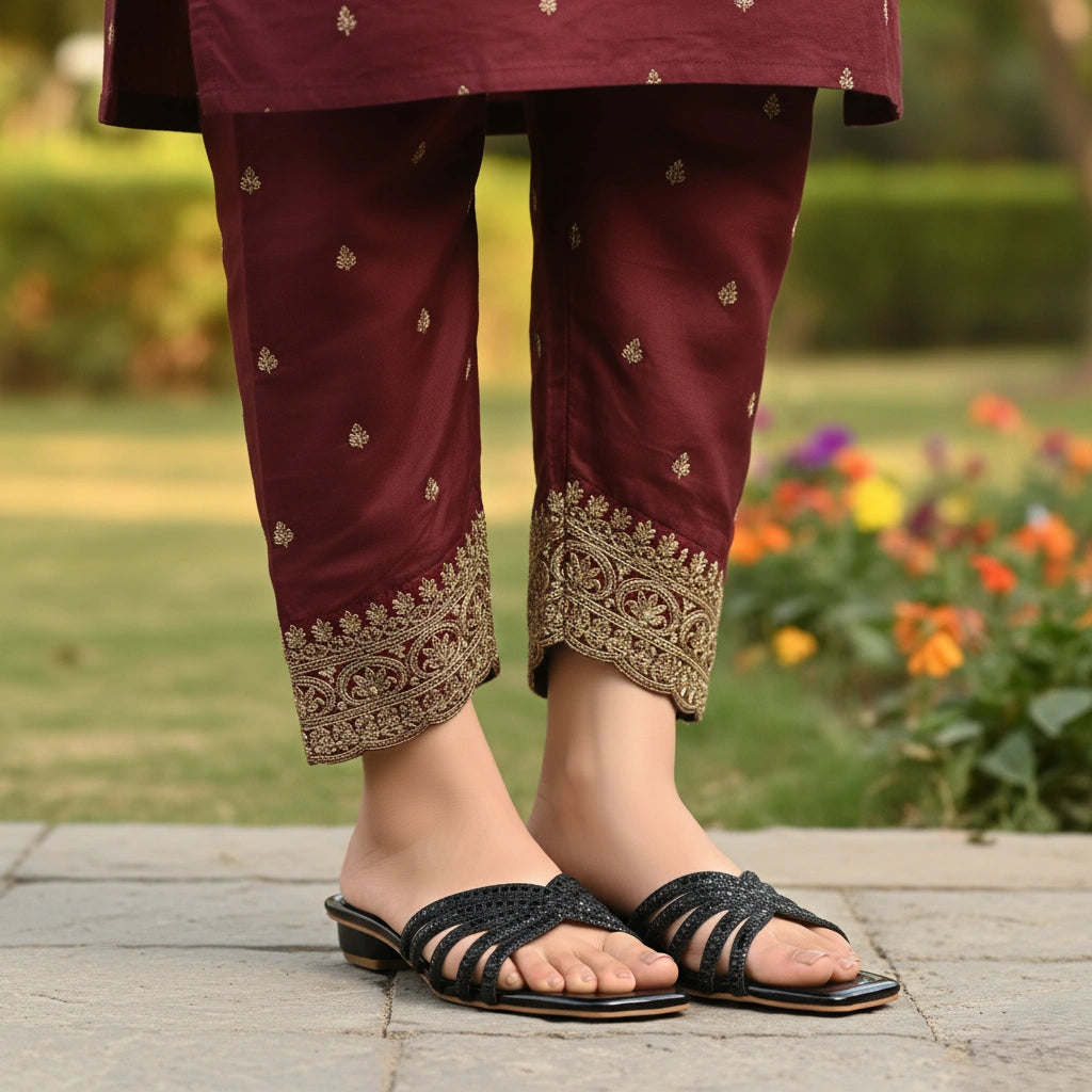 Black Fancy Slipper For Ladies FN8009