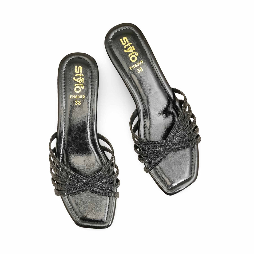 Black Fancy Slipper For Ladies FN8009