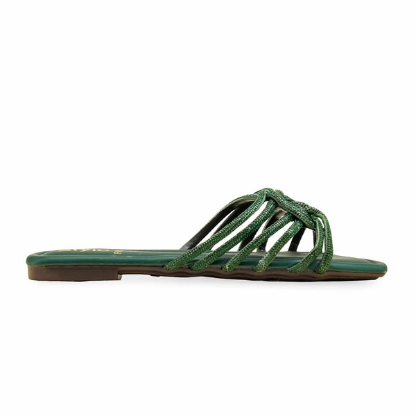 Green Fancy Slipper For Ladies FN8012