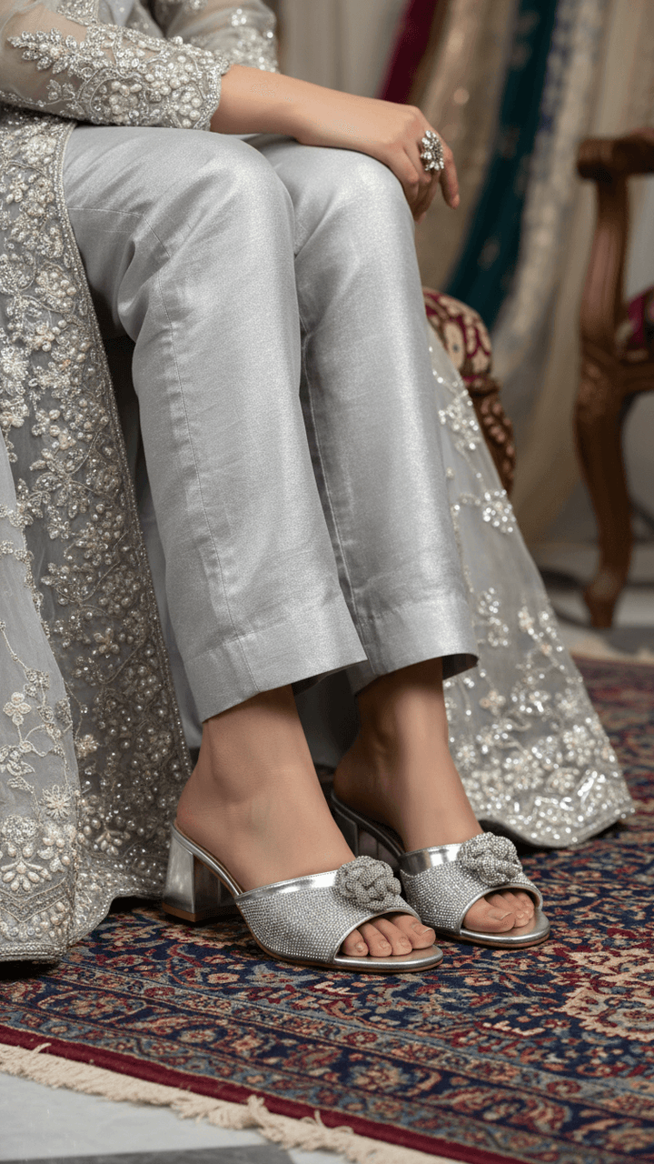 Silver Fancy Women Slipper FN8017