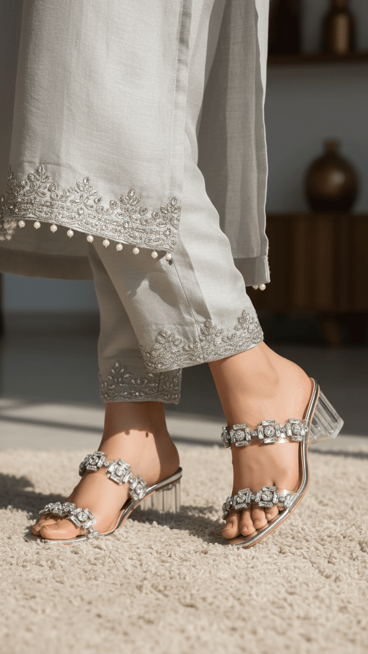 Silver Fancy Women Slipper FN8019