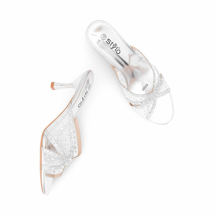 Silver Fancy Slipper For Women FN8020