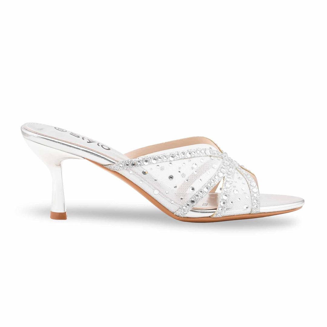 Silver Fancy Slipper For Women FN8020