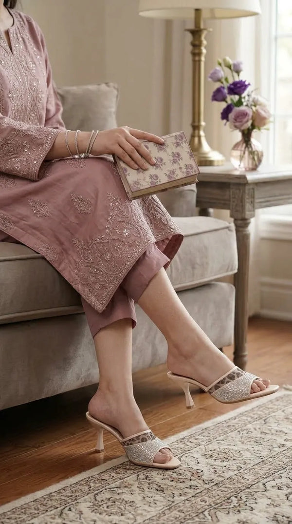 Beige Fancy Slipper For Women FN8022