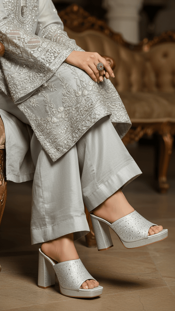 Silver Fancy Women Slipper FN8023