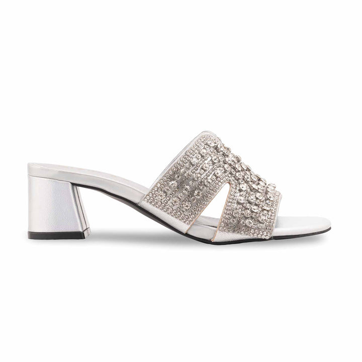 Silver Fancy Slipper For Women FN8028