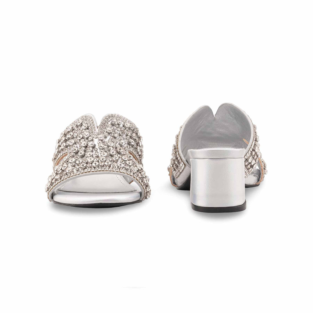 Silver Fancy Slipper For Women FN8028