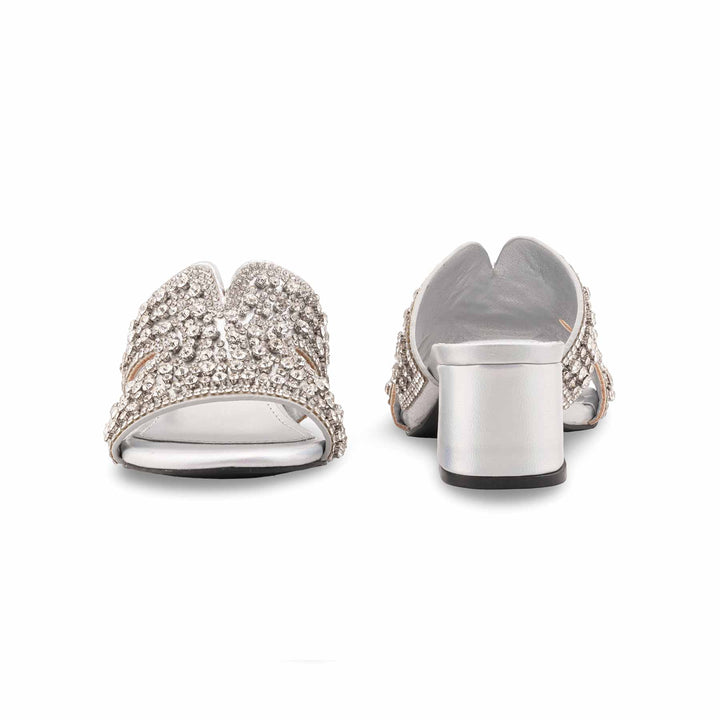 Silver Fancy Slipper For Women FN8028