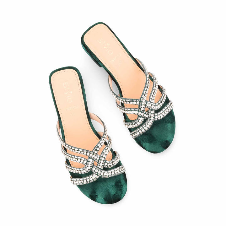 Green Fancy Slipper For Women FN8032