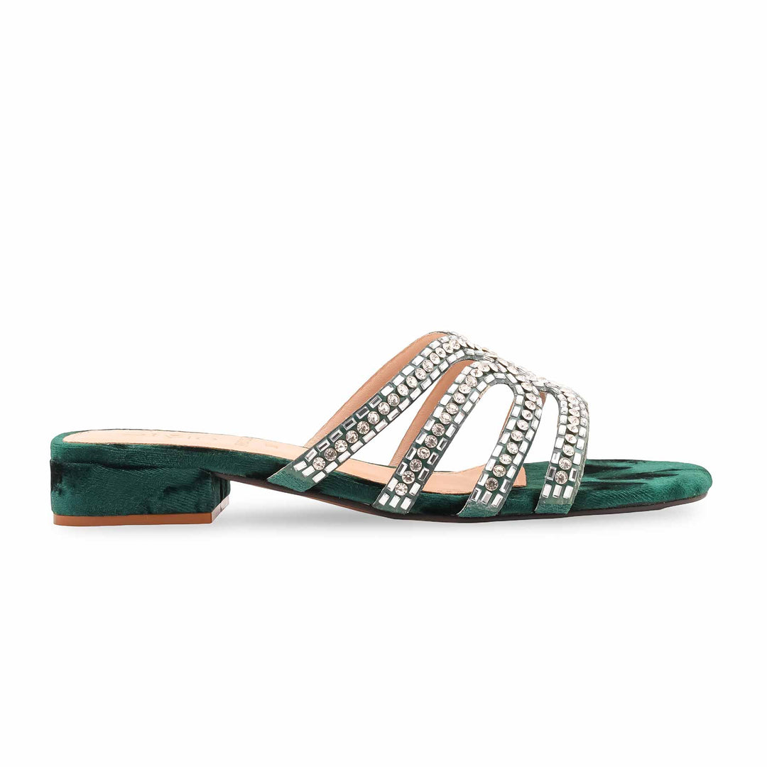 Green Fancy Slipper For Women FN8032