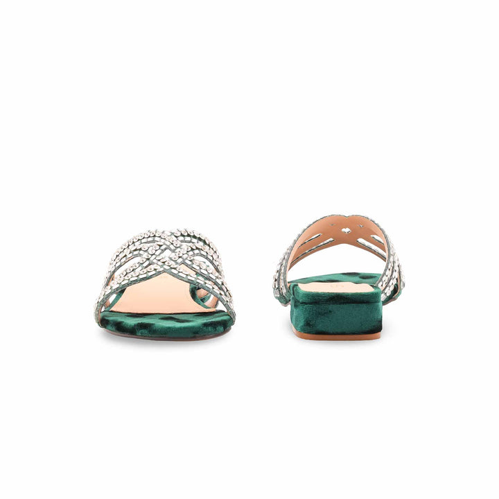 Green Fancy Slipper For Women FN8032