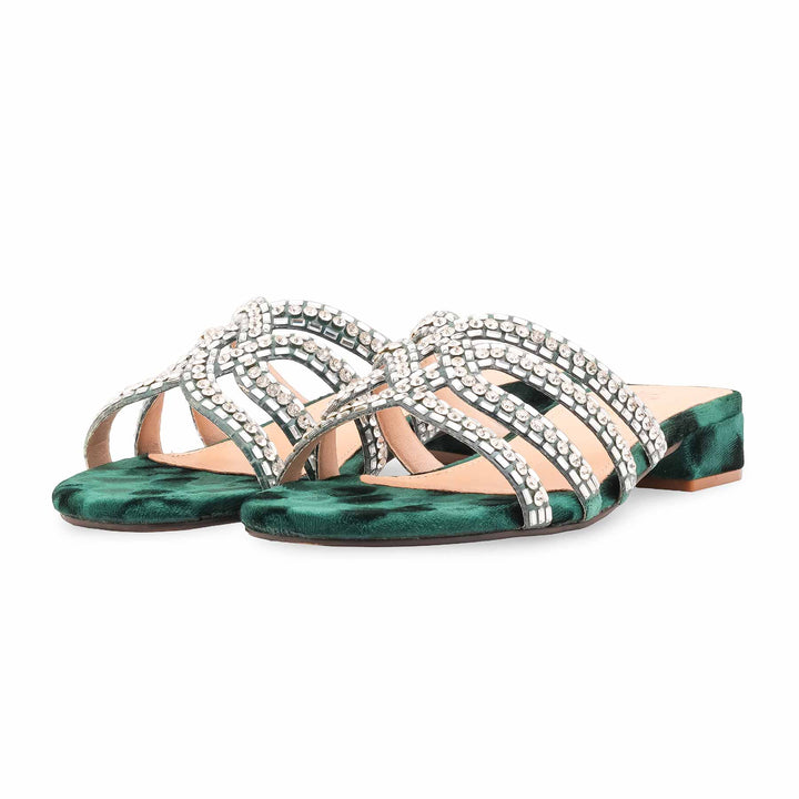Green Fancy Slipper For Women FN8032