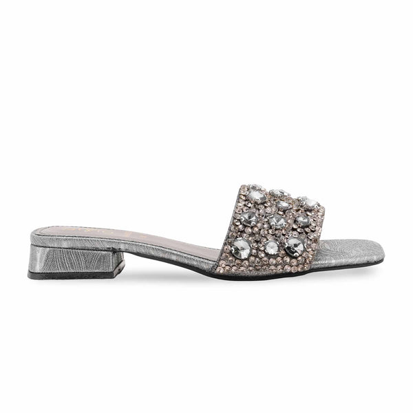 Silver Fancy Women Slipper FN8033