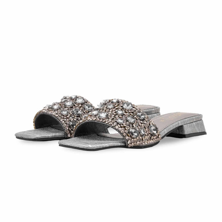 Silver Fancy Women Slipper FN8033