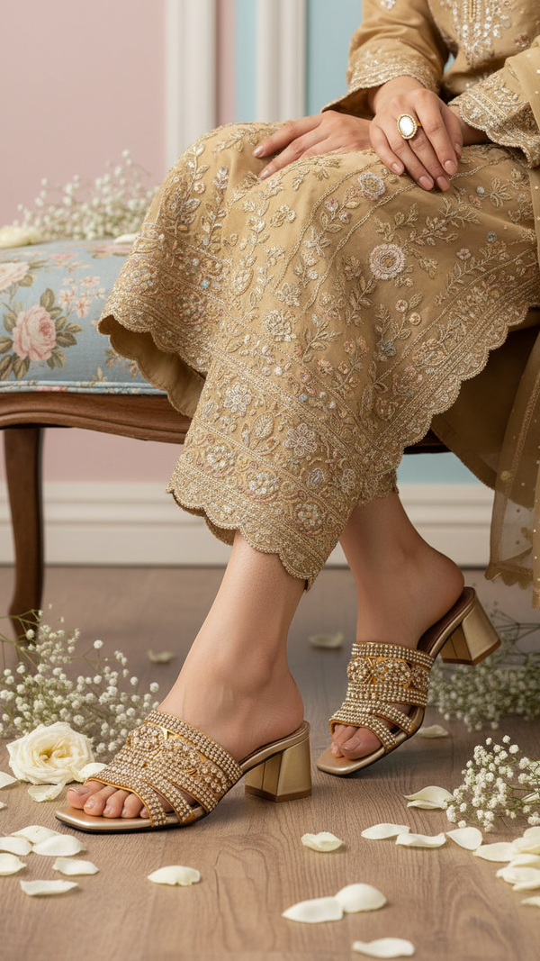 Golden Fancy Bridal Sandal FN8034