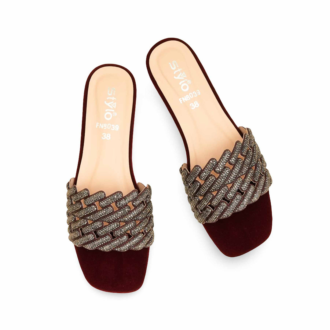 Maroon Fancy Slipper For Women FN8039