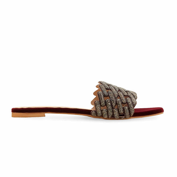 Maroon Fancy Slipper For Women FN8039