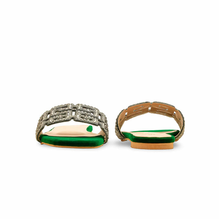 Green Fancy Slipper For Women FN8040