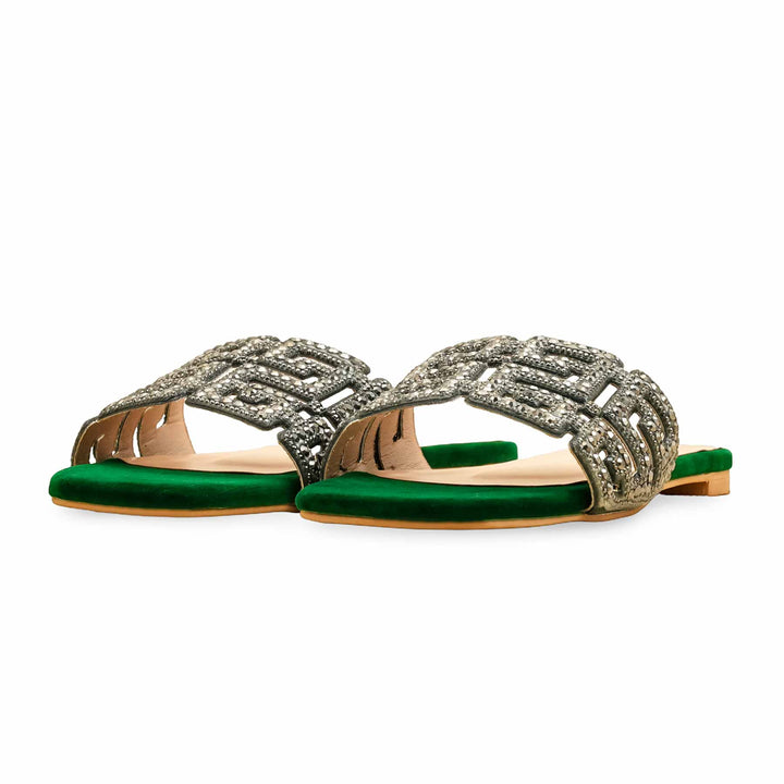 Green Fancy Slipper For Women FN8040