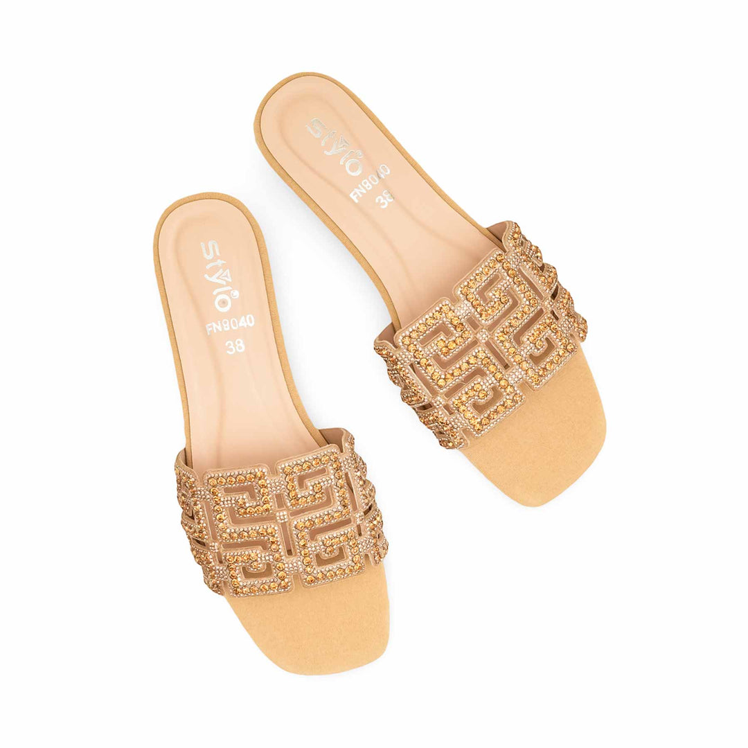 Golden Fancy Slipper For Ladies FN8040