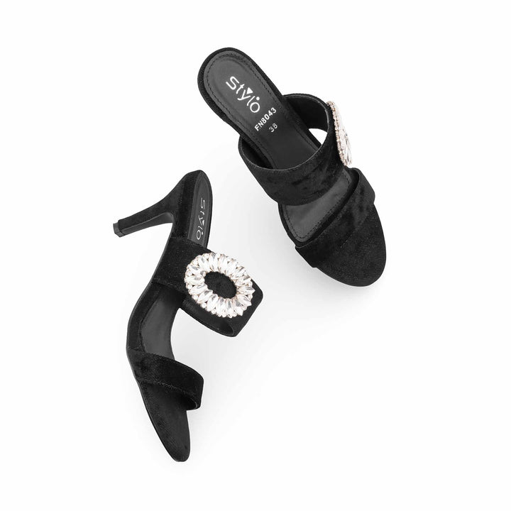 Black Fancy Slipper For Ladies FN8043
