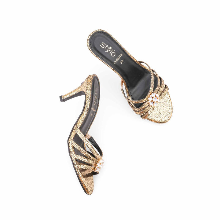 Golden Fancy Sandal For Women FN8046
