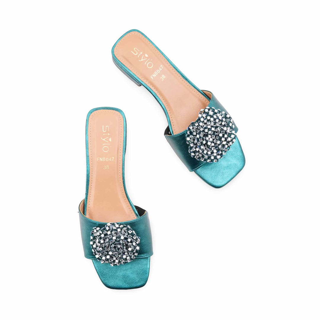 Green Fancy Slipper For Ladies FN8047