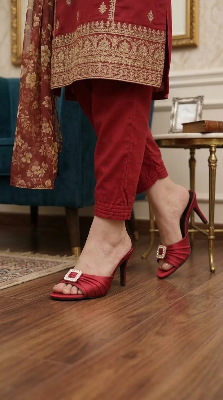 Maroon Fancy Sandal For Women FN8048