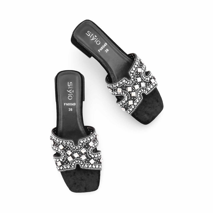 Black Fancy Slipper For Ladies FN8049