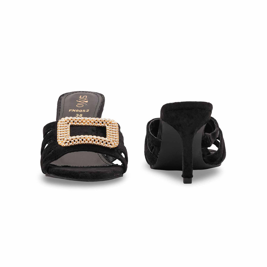 Black Fancy Slipper For Ladies FN8052