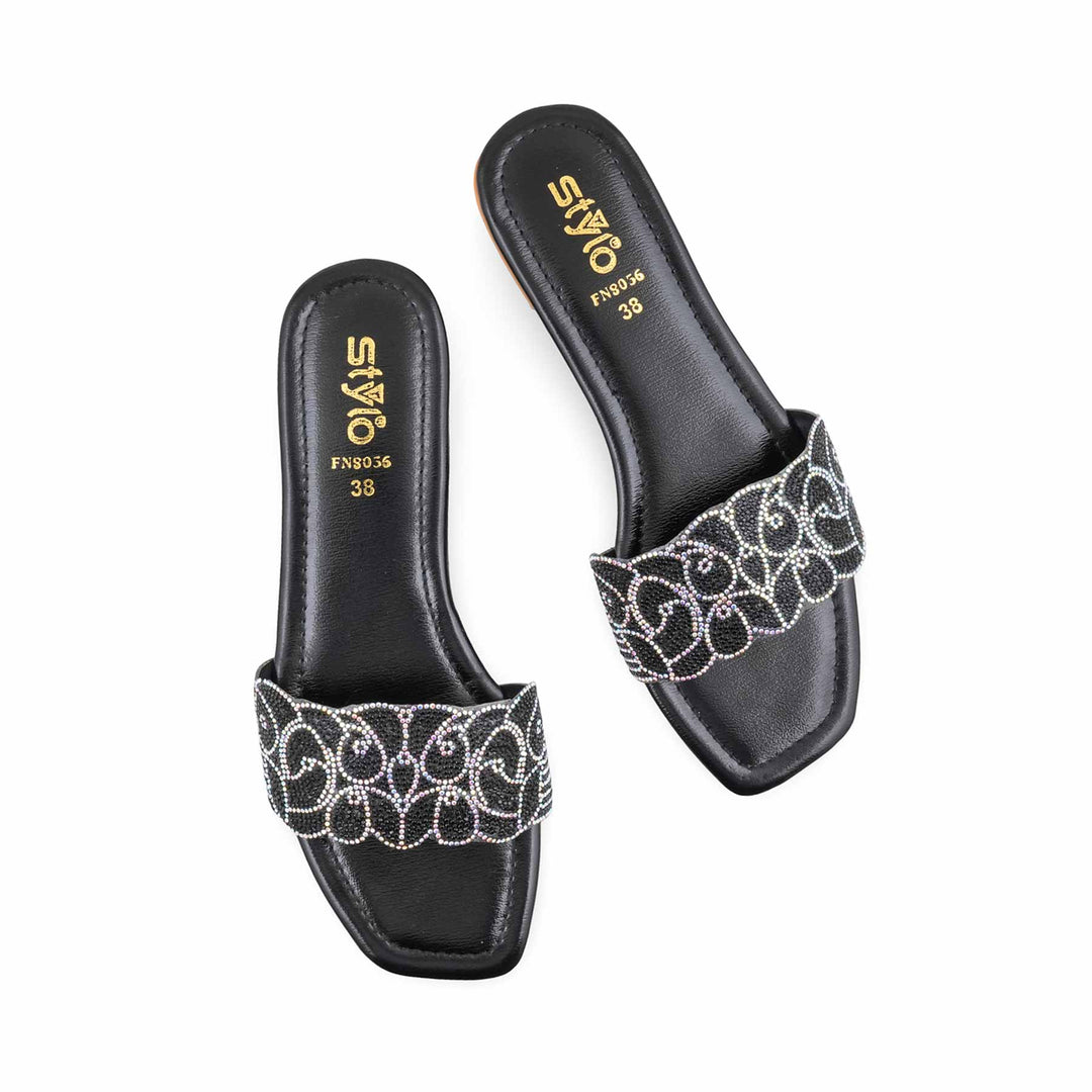 Black Fancy Slipper For Women FN8056