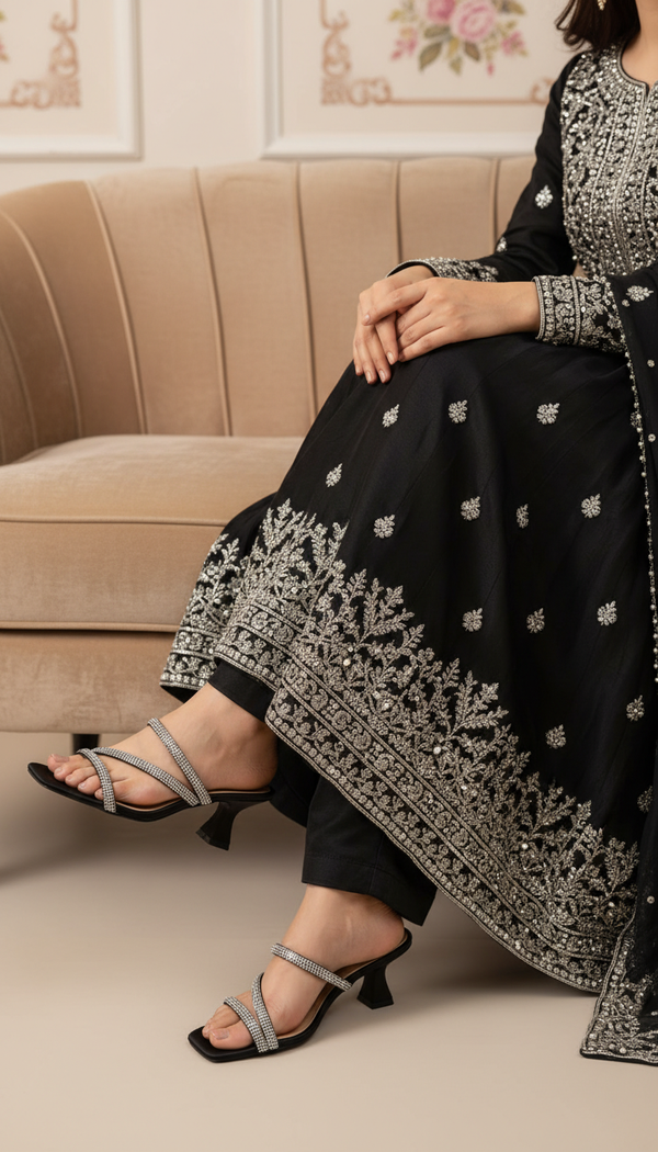 Black Fancy Slipper For Women FN8058