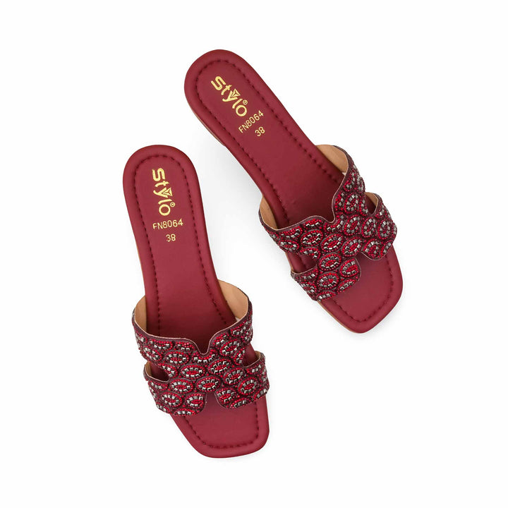 Maroon Fancy Slipper For Women FN8064