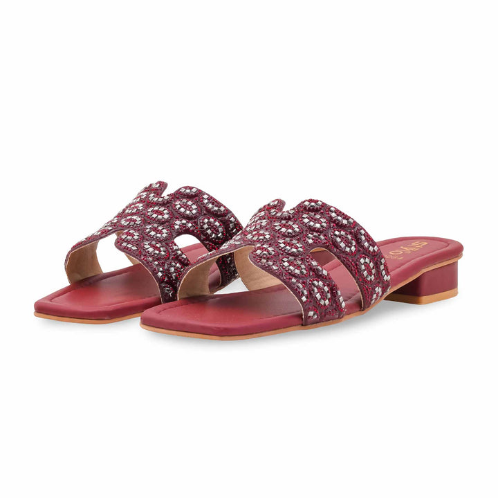 Maroon Fancy Slipper For Women FN8064