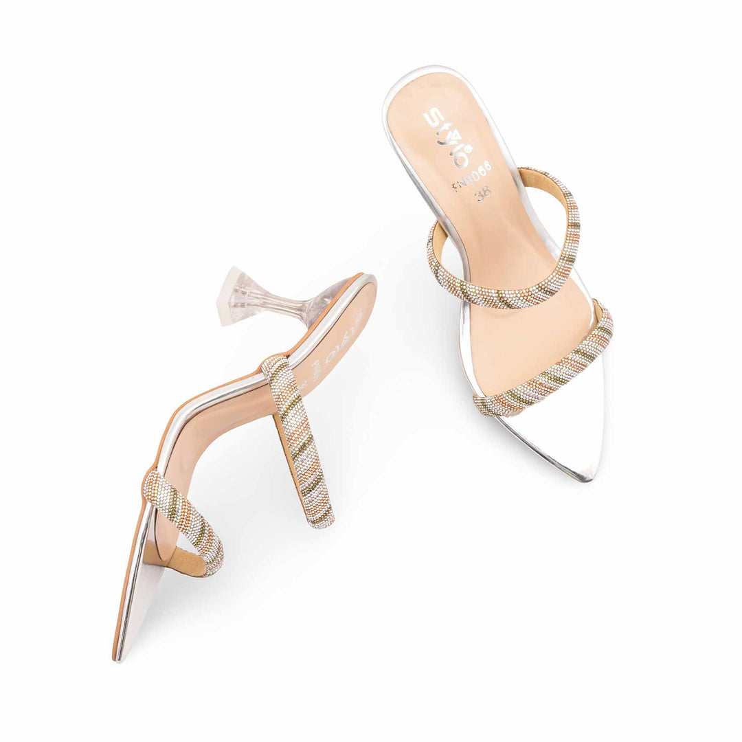 Silver Fancy Slipper For Ladies FN8066