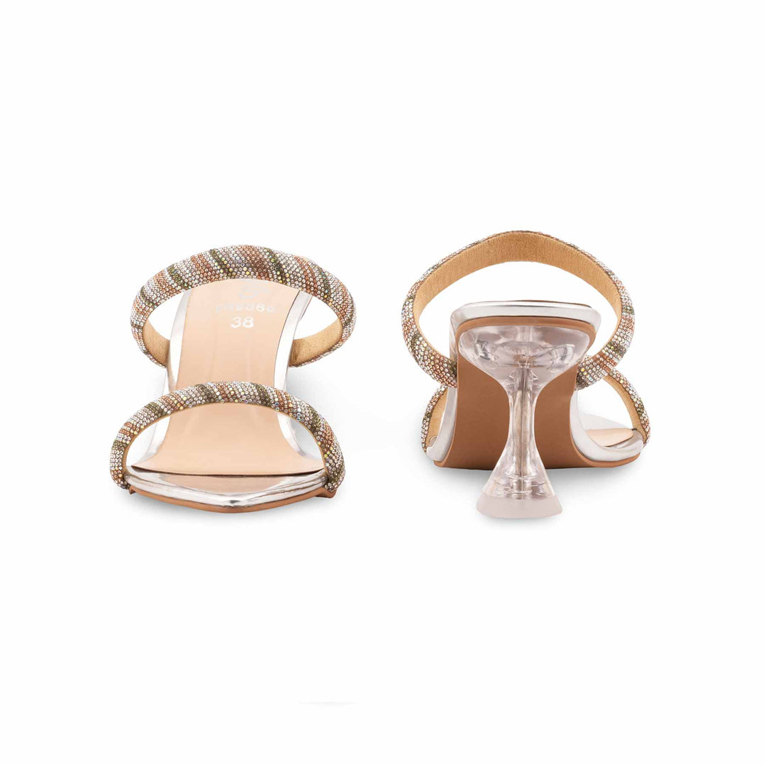 Silver Fancy Slipper For Ladies FN8066
