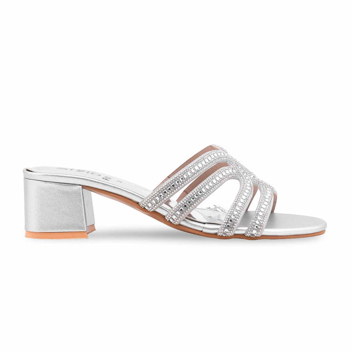 Silver Fancy Slipper For Ladies FN8067