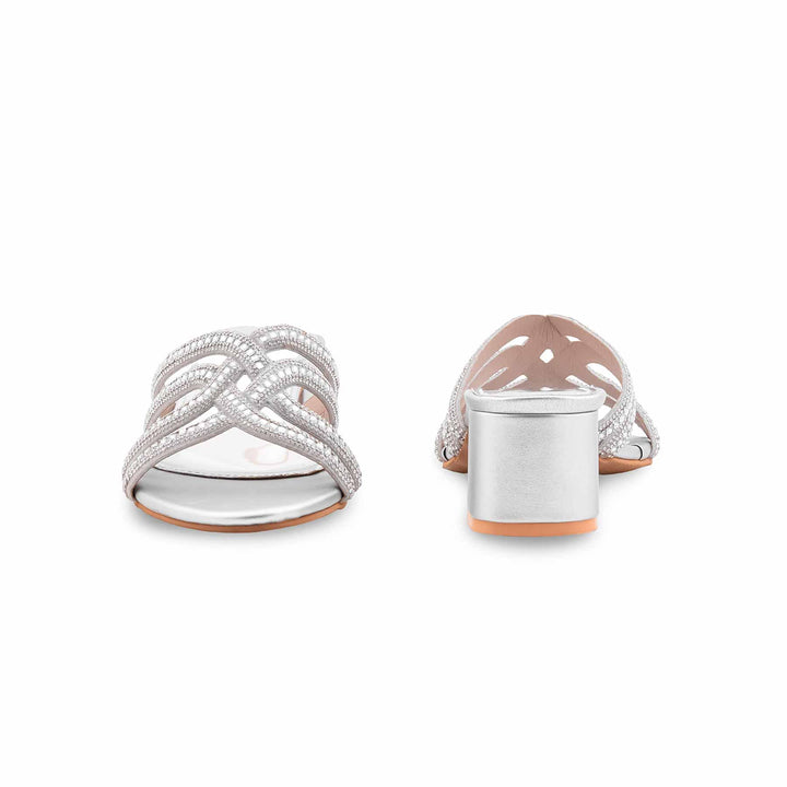 Silver Fancy Slipper For Ladies FN8067