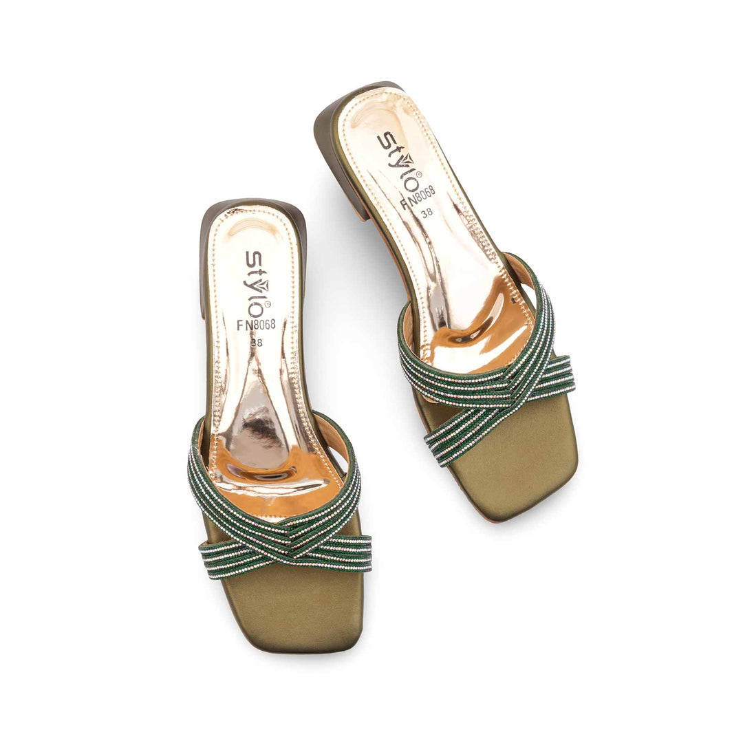 Green Fancy Slipper For Ladies FN8068
