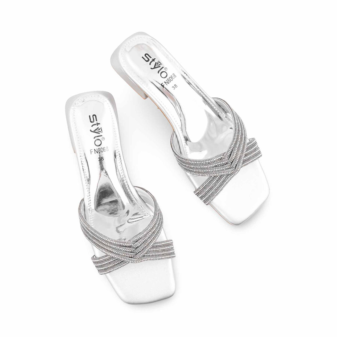 Silver Fancy Slipper For Ladies FN8068