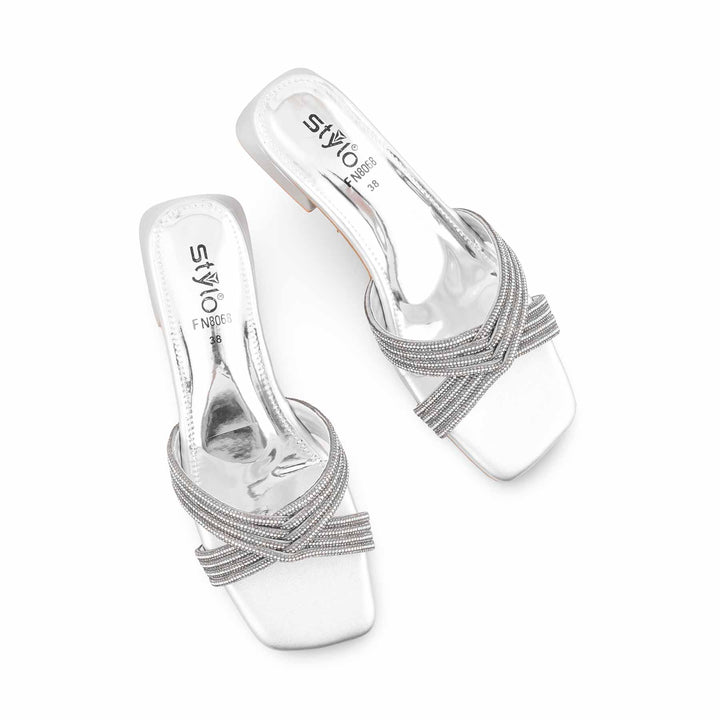 Silver Fancy Slipper For Ladies FN8068