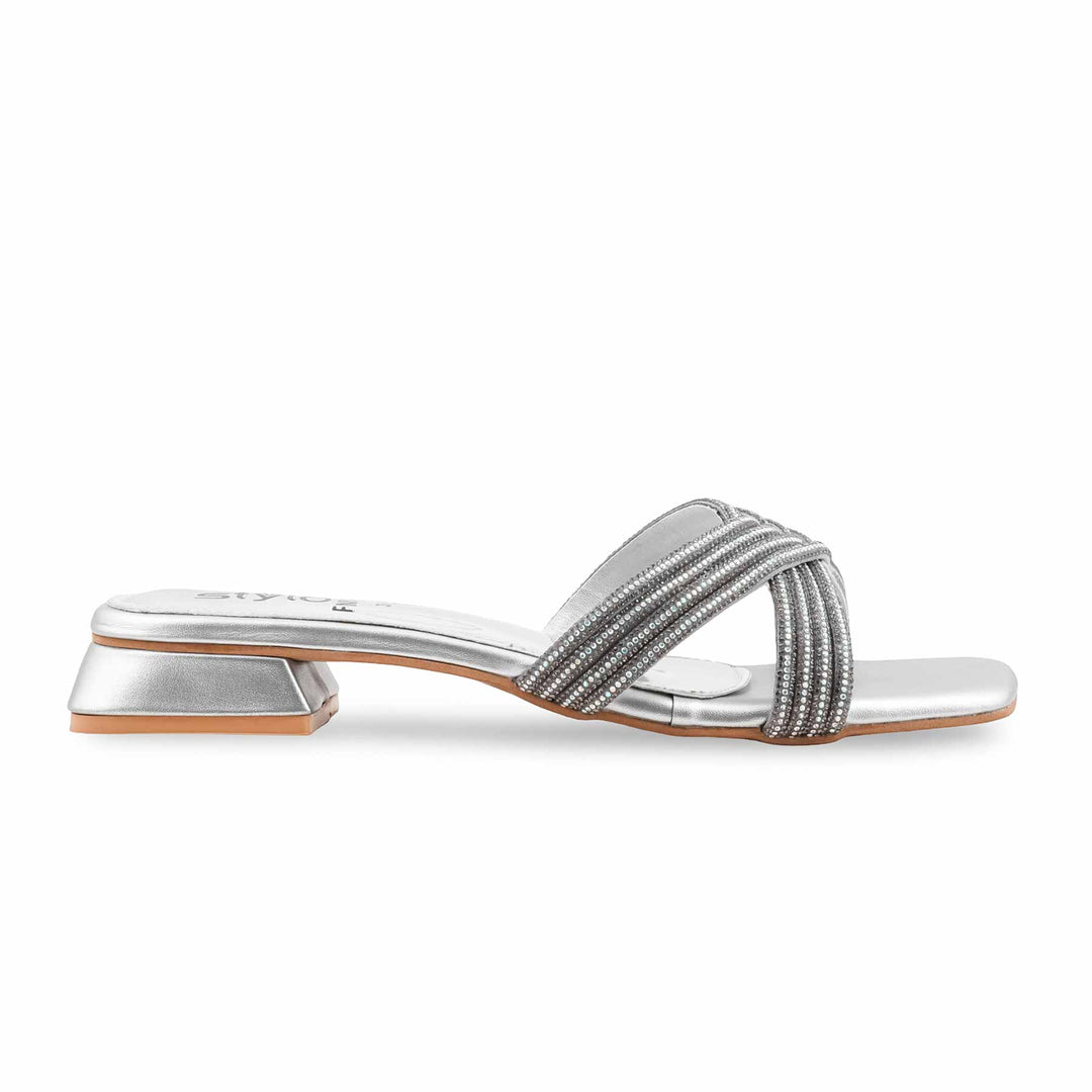 Silver Fancy Slipper For Ladies FN8068