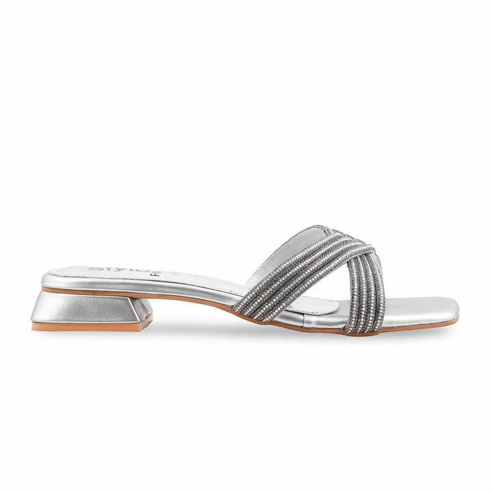 Silver Fancy Slipper For Ladies FN8068