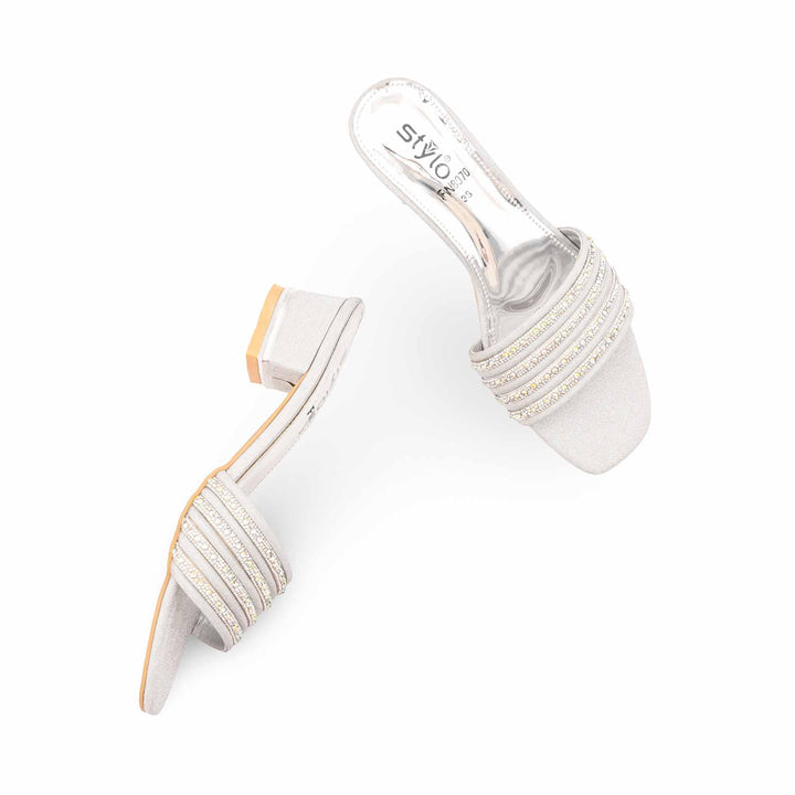 Silver Fancy Slipper For Ladies FN8070