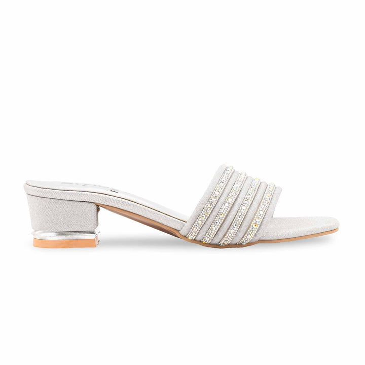 Silver Fancy Slipper For Ladies FN8070