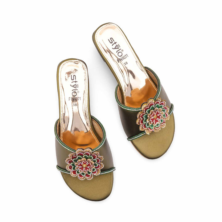 Green Fancy Slipper For Women FN8071