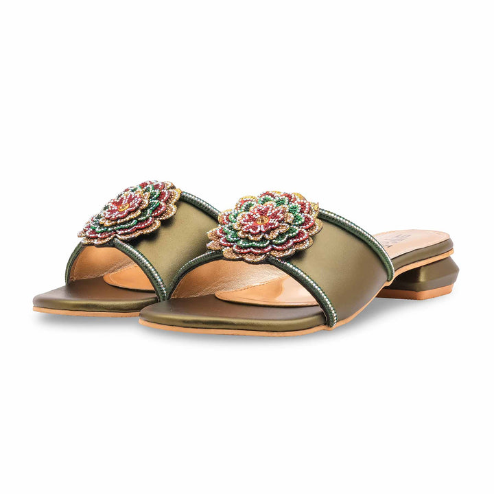Green Fancy Slipper For Women FN8071